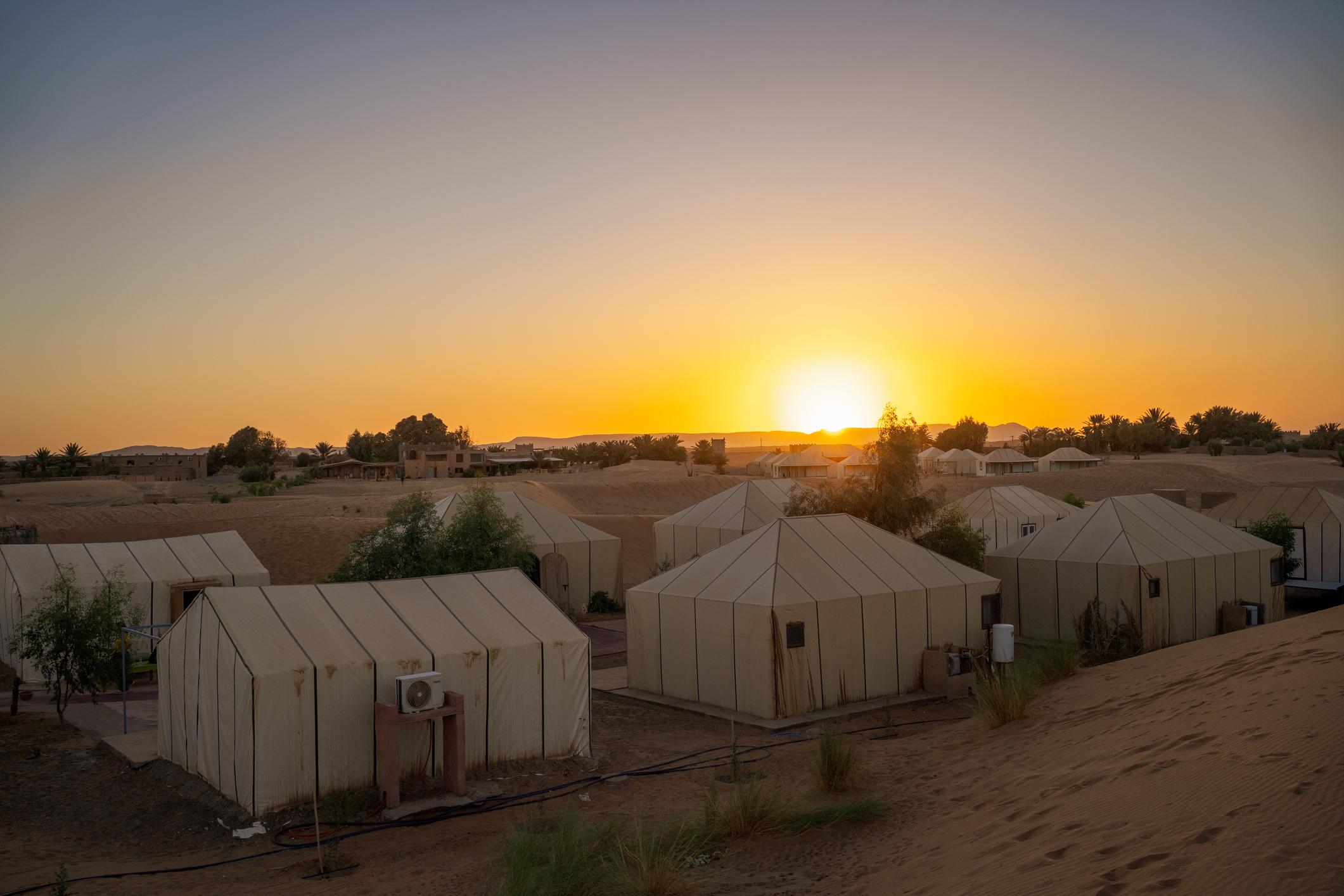 Traditional luxury desert camp in Merzouga Sahara Desert